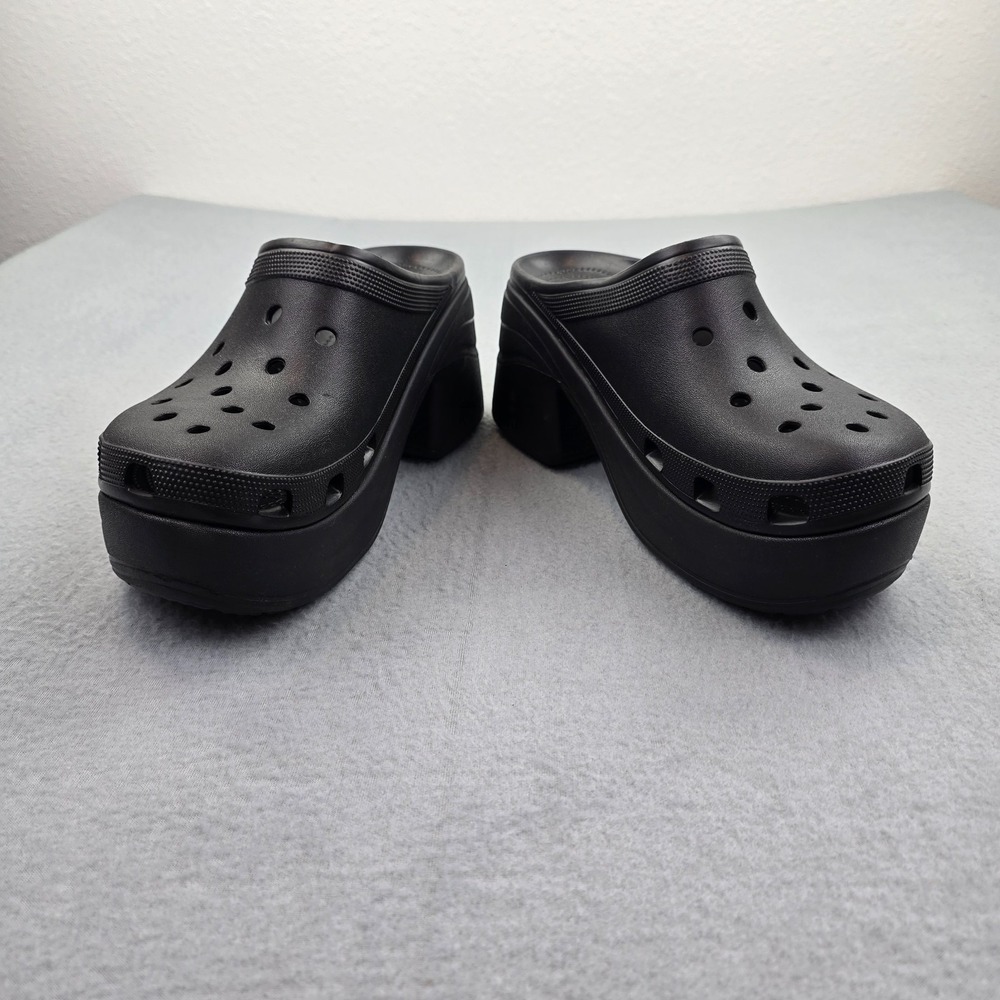 Crocs Siren 208547 Clogs Mens US 13 Black Comfort Slip On Platform Heel Shoes